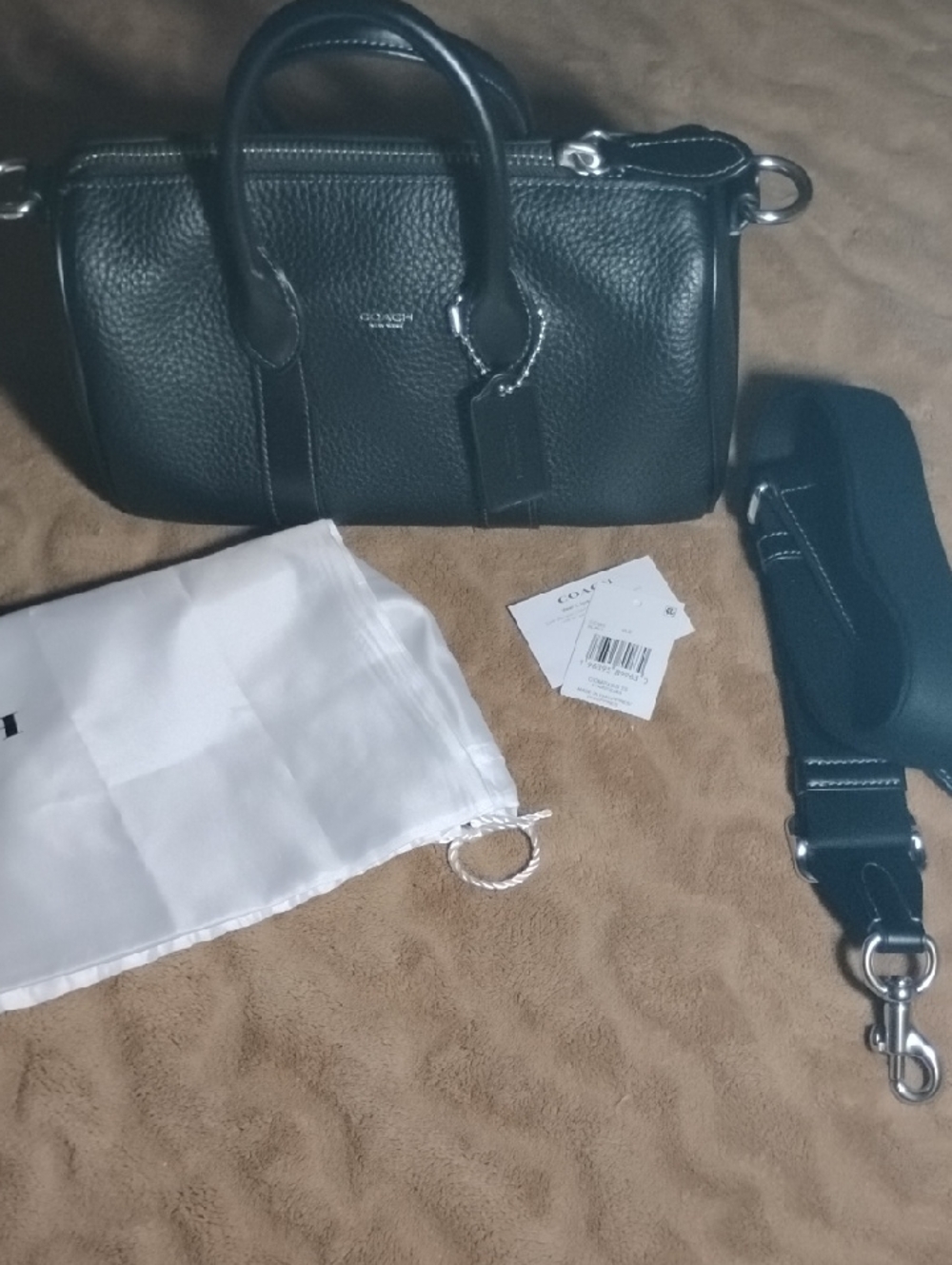 Coach Black Leather Compass 25 Without Charms  NWOT